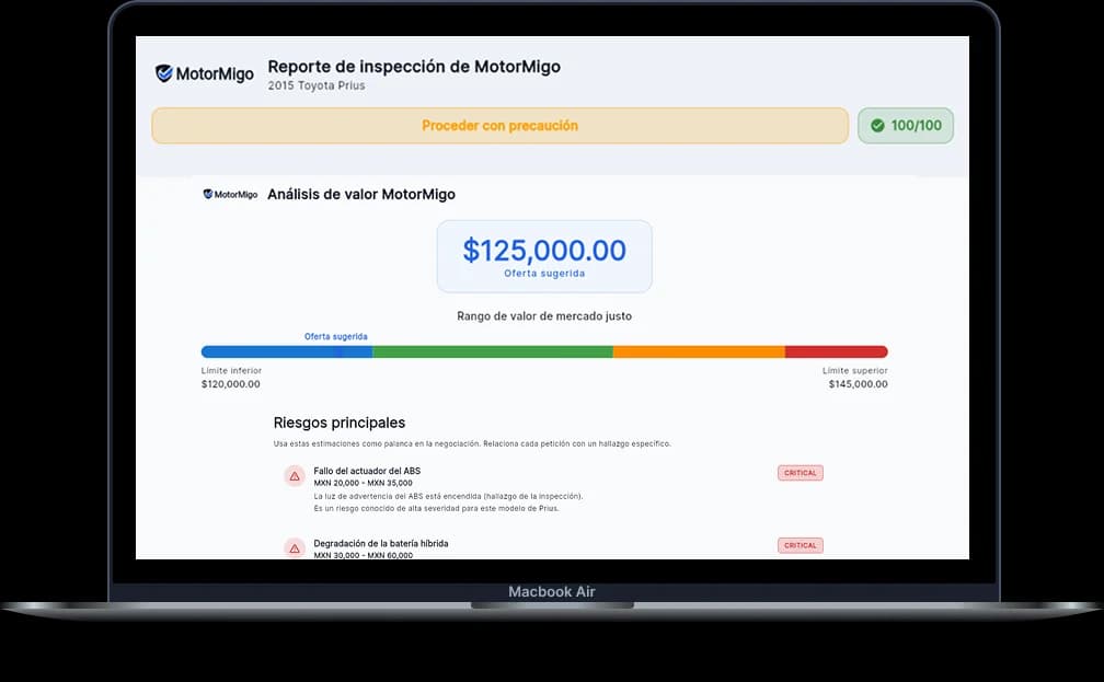 Detalles del reporte de inspección con guía de negociación